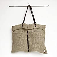 Los mejores  - Bolso yute realizado a mano. Atemporal- resistente con tiras de cuero en camel.